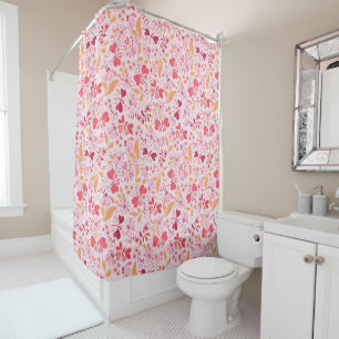 Magenta Love & Butterflies_02 Shower Curtain