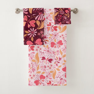 Magenta Love & Butterflies_02 Valentine Towel Set