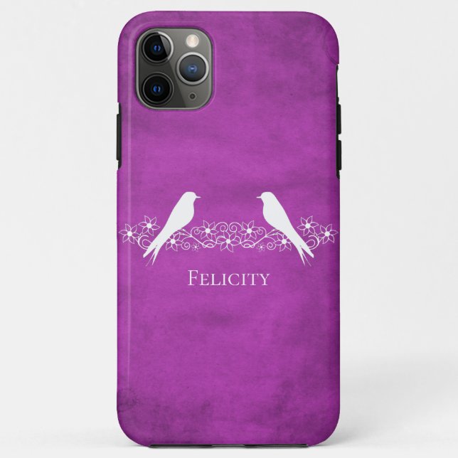 Magenta Lovebirds Floral Vine iPhone Case (Back)