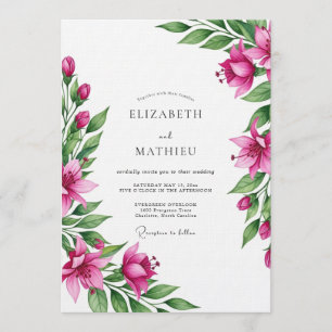Magenta Lush Botanical Wedding Invitation