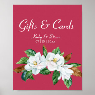Magenta Magnolia Bouquet Wedding Sign