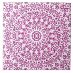 Magenta Mandala Geometric Pattern Tile