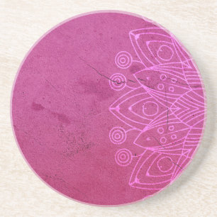 Magenta Mandala Zen Rustic Body Mind Spirit Stone Coaster