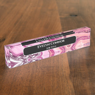 Magenta Marble Classy Modern Personalised Nameplate
