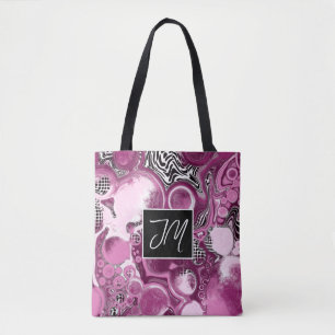 Magenta Marble Fluid Art Tote Bag