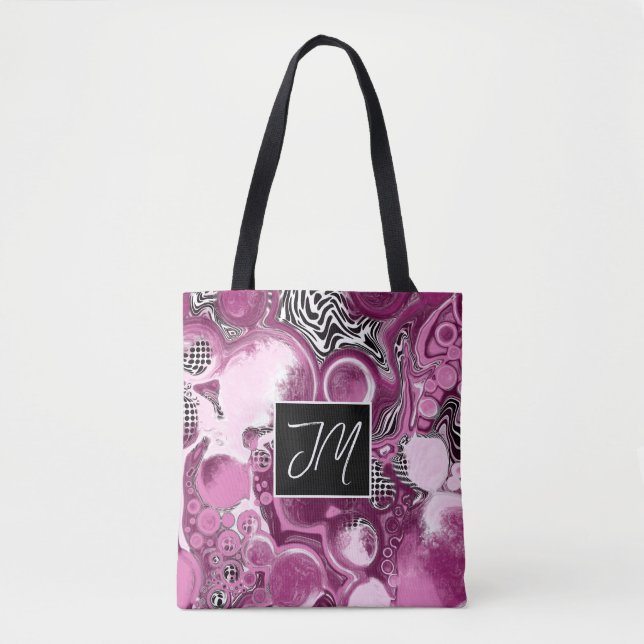 Magenta Marble Fluid Art Tote Bag (Front)