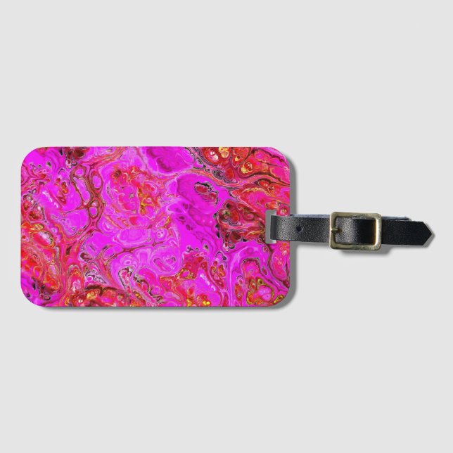 Magenta Marble Swirl Luggage Tag (Front Horizontal)