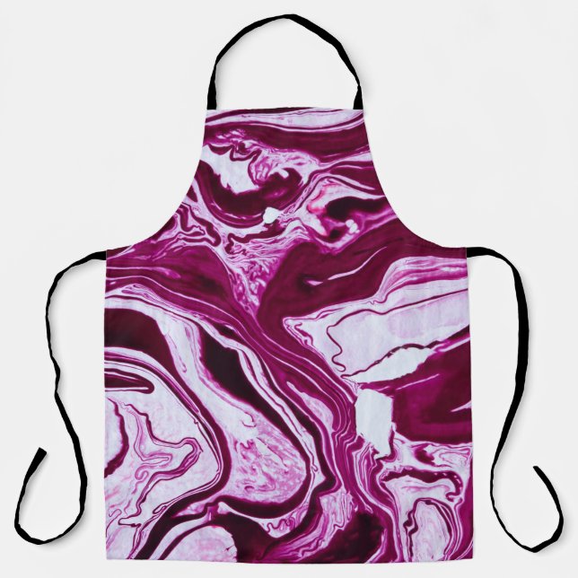 Magenta Marble Texture: Abstract Fluid Art Apron (Front)