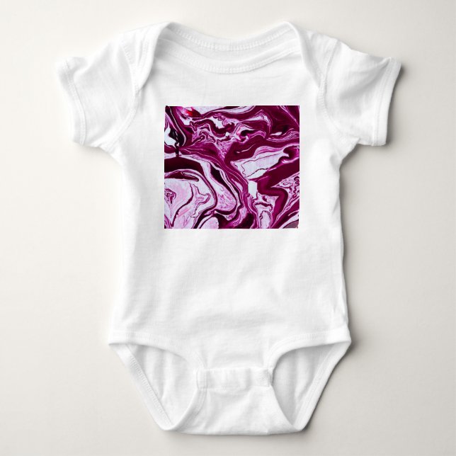 Magenta Marble Texture: Abstract Fluid Art Baby Bodysuit (Front)