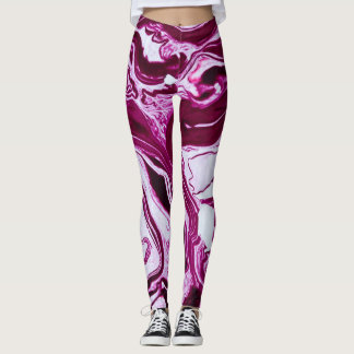 Magenta Marble Texture: Abstract Fluid Art Leggings