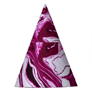 Magenta Marble Texture: Abstract Fluid Art Party Hat