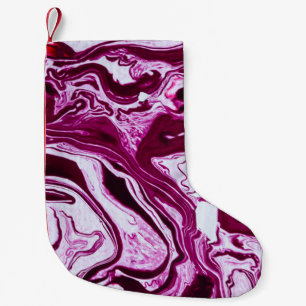 Magenta Marble Texture: Abstract Fluid Art Small Christmas Stocking
