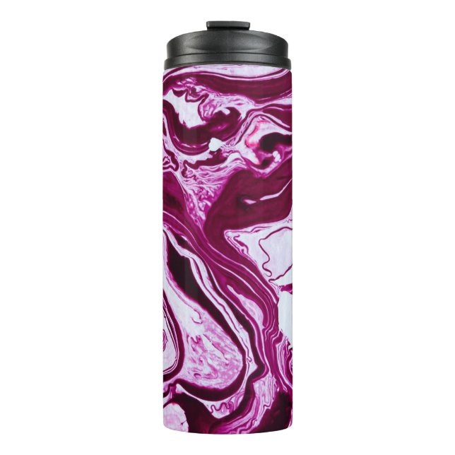 Magenta Marble Texture: Abstract Fluid Art Thermal Tumbler (Front)