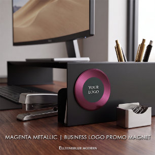 Magenta Metallic Business Logo Promo Magnet