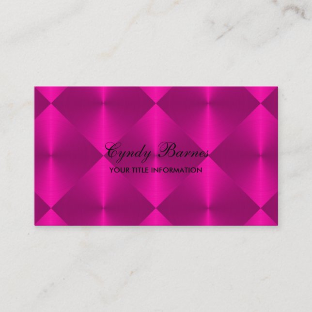 Magenta Metallic Look Diamond Tiles Business Card (Front)