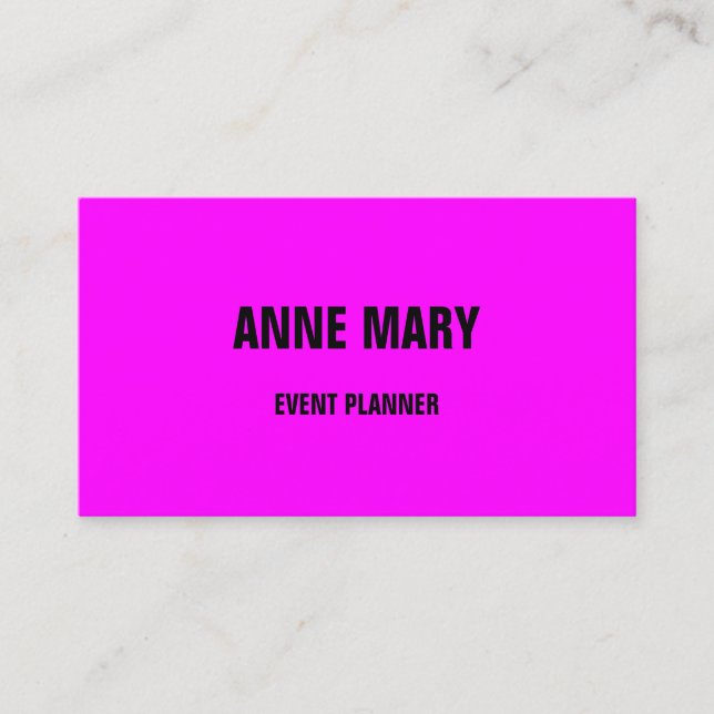 Magenta Modern Bold Bright Colourful Pink Purple Business Card (Front)