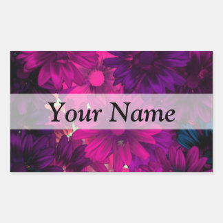 Magenta modern floral rectangular sticker