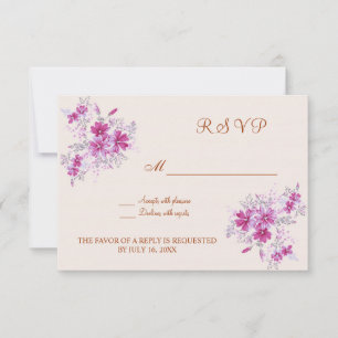 Magenta modern floral RSVP Invitation