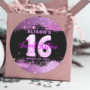Magenta Modern Glam Sweet Sixteen Birthday  Classic Round Sticker