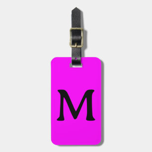 Magenta Monogram Custom Name Colour Neon Pink Luggage Tag