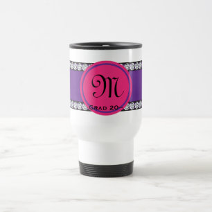 Magenta Monogram  Diamond Graduation Travel Mug