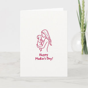 Magenta Mother Child Art Card
