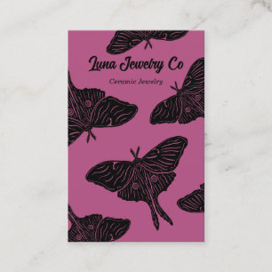 Magenta Mystical Luna Moth Blank Business Card