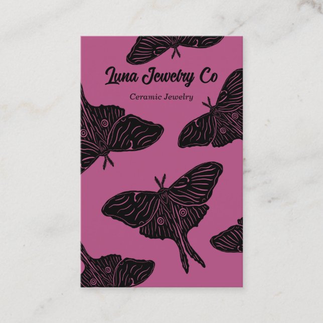 Magenta Mystical Luna Moth Blank Business Card (Front)
