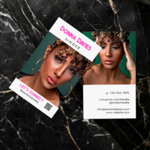 Magenta Name Model Actress Singer Headshot QR Code Business Card