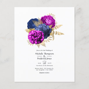 Magenta Navy and Gold Floral Wedding Flyer