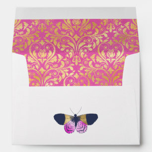 Magenta Navy and Gold Wedding Envelope
