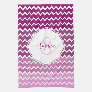 Magenta Ombre Chevron Kitchen Towel