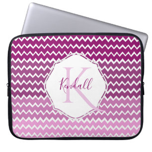 Magenta Ombre Chevron Personalised Laptop Sleeve