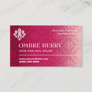 Magenta Ombre Damask Business Card