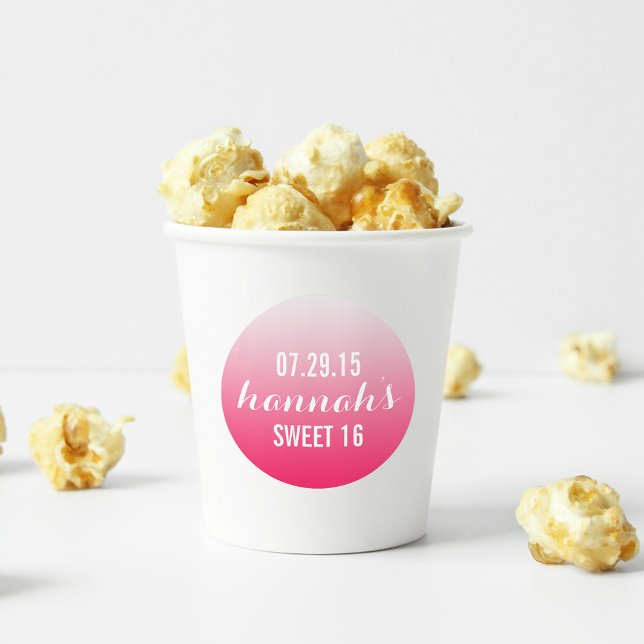 Magenta Ombre Gradient Sweet Sixteen Favor Sticker (Creator Uploaded)