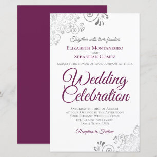 Magenta on White BUDGET Wedding Invite Large