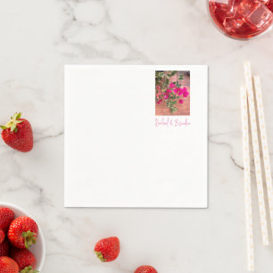 magenta orange bougainvillea or paper flower napkin