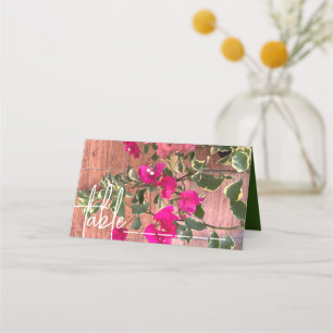 magenta orange bougainvillea or paper flower place card
