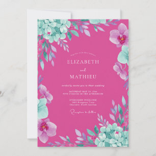 Magenta Orchid Blossom Wedding Invitation