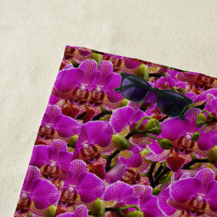 Magenta Orchid Display, Beach Towel