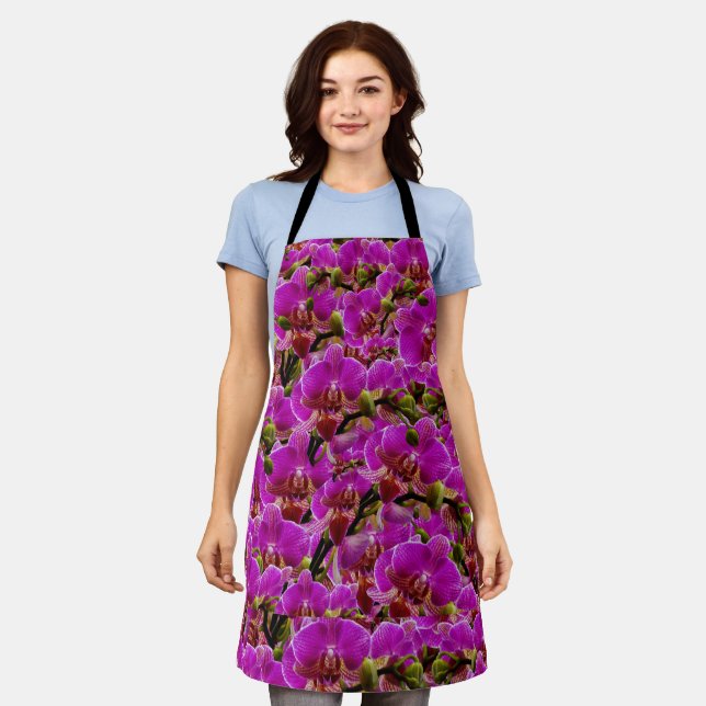 Magenta Orchid Display, Full Print Apron (Worn)