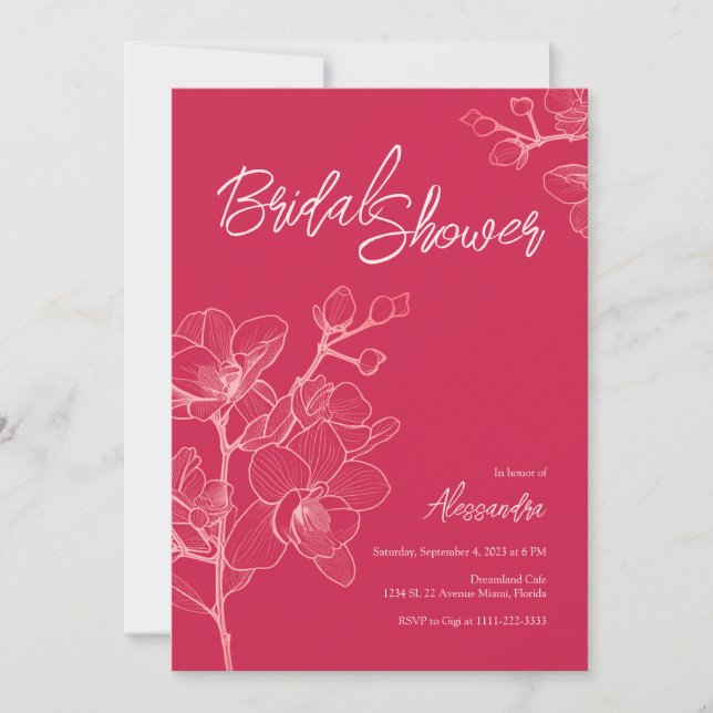 Magenta Orchid Moments I Wedding Bridal Shower Invitation (Front)