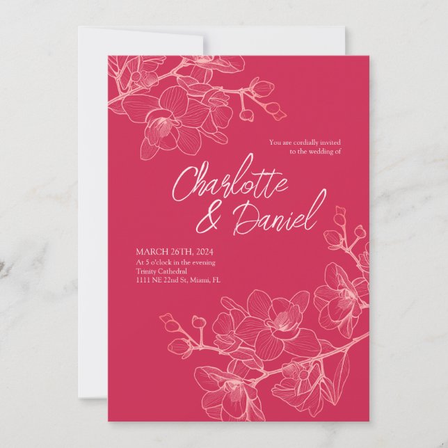 Magenta Orchid Moments | Wedding Invitation (Front)