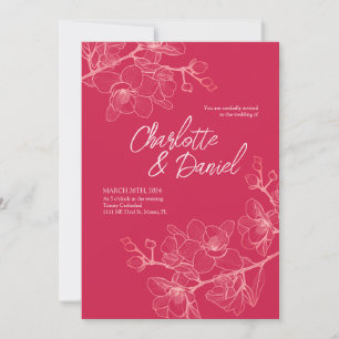 Magenta Orchid Moments   Wedding Invitation