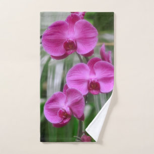 Magenta Orchids Bath Towel Set