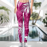 Magenta Palm Leaf Beach and Summer Vacation Leggings<br><div class="desc">Get ready to hit the beach this summer with Shy Shy Panda's Magenta Palm Leaf Leggings. Perfect to get heads turning as soon as you arrive, these trendy bottoms combine purplish-red and magenta colors with a white and modern palm leaf illustration to create an eye-catching design that won't soon be...</div>