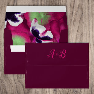 Magenta Pansies Wedding Envelope