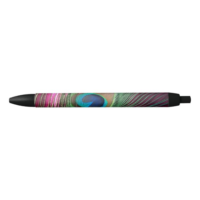 Magenta Peacock Black Ink Pen (Front)