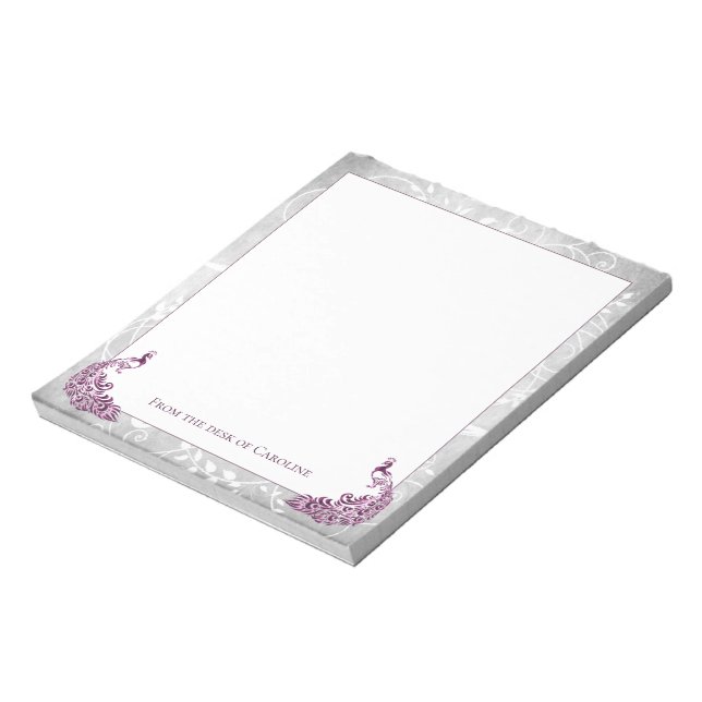 Magenta Peacocks Notepad (Rotated)
