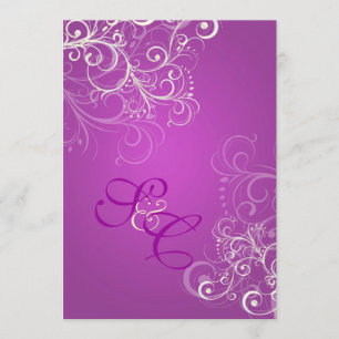 Magenta + pearl swirls  Wedding Invitations